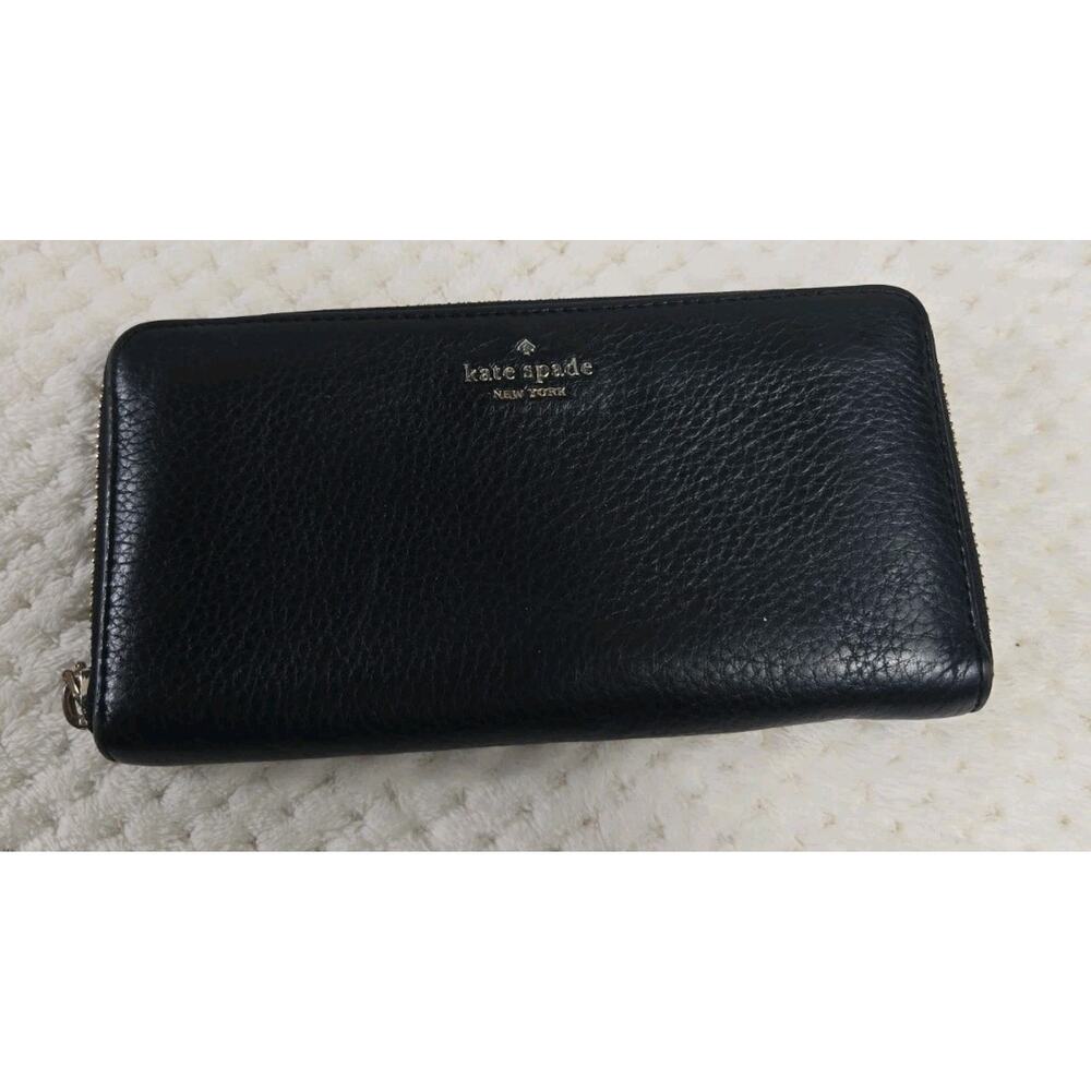 Kate Spade New York Black Pebbled Leather Zip Around Wallet